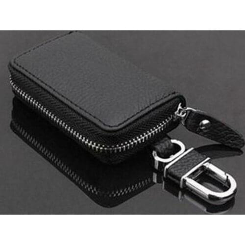 2019 Newest Hot PU Leather Car Auto Truck Leather Zipper Key Case Cover Holder Bag for Universal Care Key Black