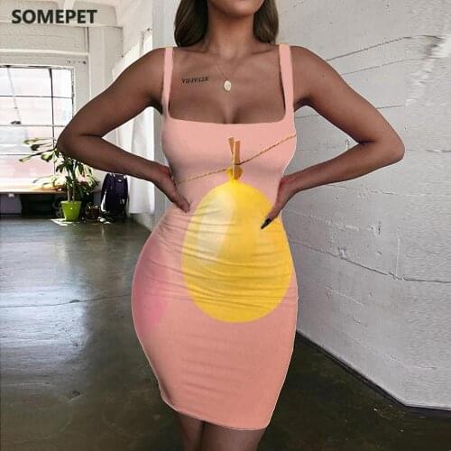 SOMEPET New Year Dresses Women Balloon Sundress Party 3d Print Harajuku Bodycon Dress Womens Clothing Mini Evening Vintage Boho