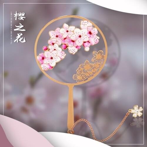 New Sakura bookmark pendant tassel chain clause holiday gift Chinese style metal jewelry brass bookmark Wedding gift souvenir