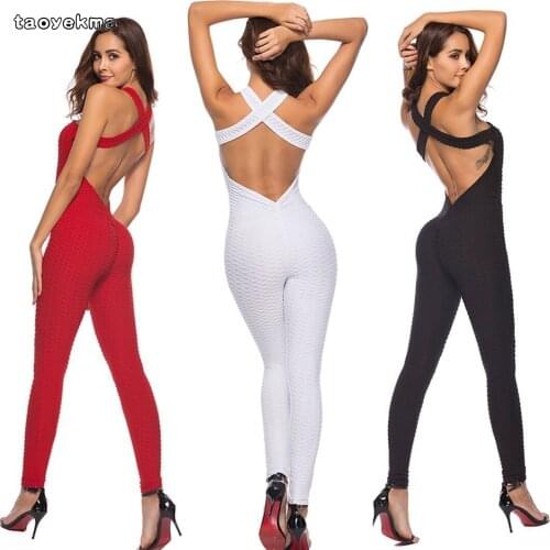 Fitness Clothing Yoga Set Sport Wear Women Sexy Backless Tracksuit Running Jumpsuit Sport Suit Gym Yoga Leggings Sportswear C54