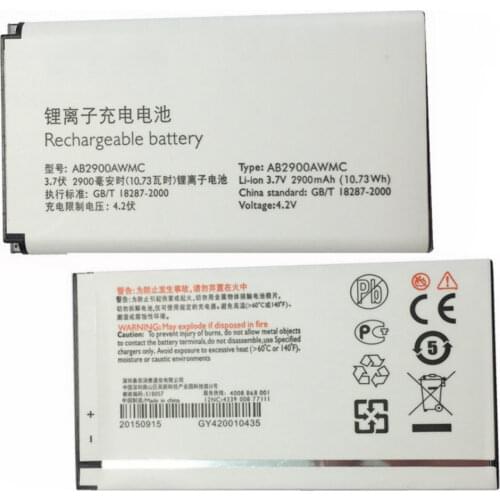 Original AB2900AWMC battery 2900mAh 3.7v 10.73WH for PHILIPS Xenium X1560 X5500 CTX5500 CTX1560 Cellphone batteries