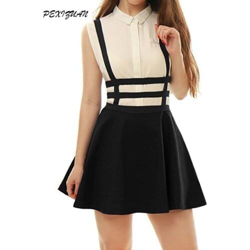 Dresses for women Featured hollow mesh A-line skirt strap skirtWomens Pleated Short Braces Skirt bodycon dress