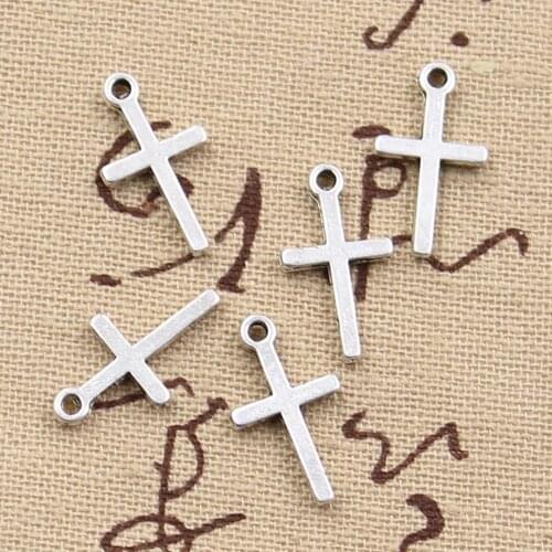 20pcs Charms Christian Cross 9x19mm Antique Making Pendant fit,Vintage Tibetan Bronze Silver color,DIY Handmade Jewelry