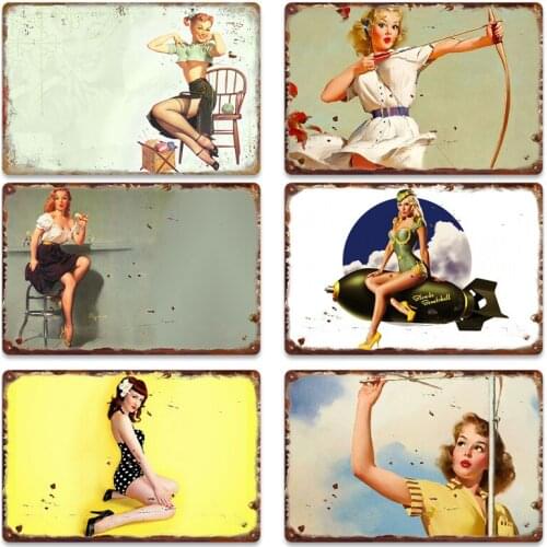 Sexy beauty Metal Sign Vintage Tin Sign Plaque Metal Vintage Wall Decor for bar and bedroom Retro Metal Posters Iron Painting