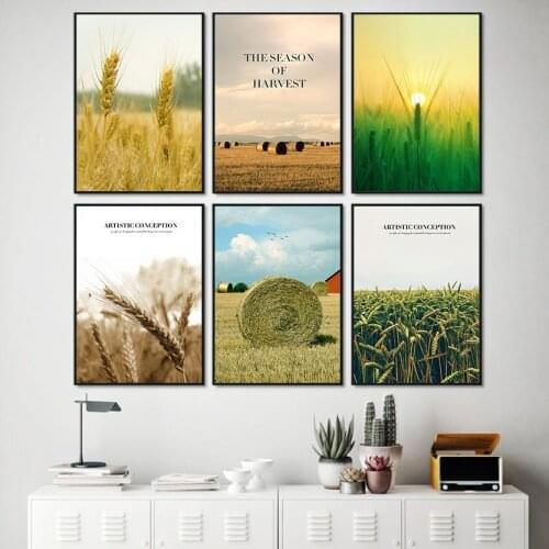 Wheat Ear Field Wheat Stalk Roll Landscape Wall Art Canvas Painting Nordic Posters And Print Wall Pictures For Living Room Decor