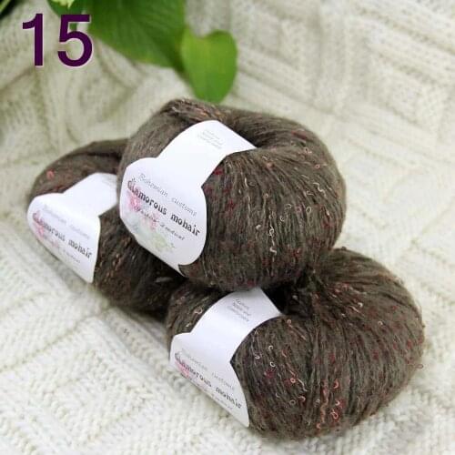 Sale 3SkeinX50gr Luxury Fluffy Soft NEW MOHAIR Shawls Hand Knit Crochet Yarn Black brown 825-15-3