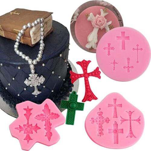 Religious cross fudge cake silicone mold fondant cross clay chocolate decoration tool epoxy resin mold