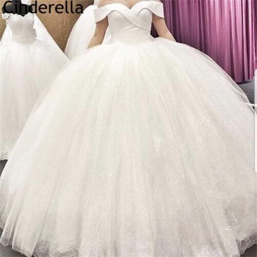 Shining Wedding Dresses Princess Off The Shoulder Ball Gown Soft Tulle Wedding Dresses With Lace Up Back vestido de noiva