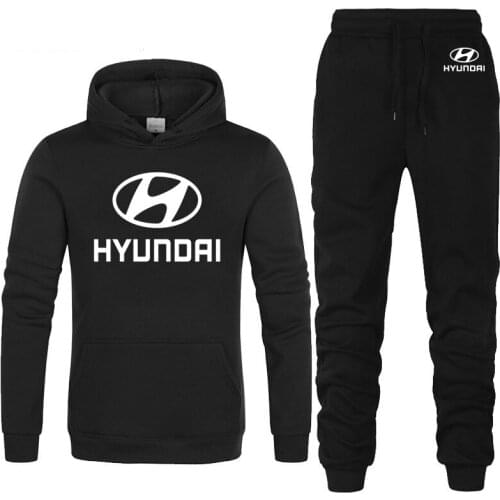 Hoodies Men HYUNDAI Car Logo Printed unisex Sweatshirt Fashion Men Hoodie hip hop harajuku Casual Fleece Hoodies Pants Suit 2Pcs