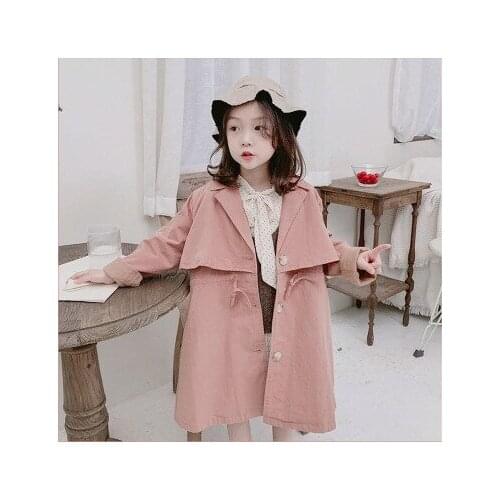 Childrens Clothing Jackets Girls New 2020 Korean Long Casual Cotton Big Childrens Windbreaker Jacket Kids Girls Trench Coat
