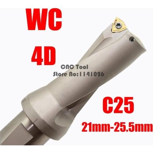 WC C25 4D SD 21 22 23 24 25 mm Indexable Insert Drills U Drill Type Drilling Shallow Hole Tool For WC04 Insert