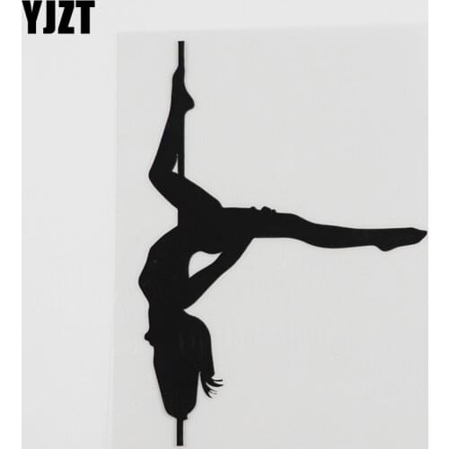 YJZT 8.9CMX12.7CM Sexy Girl Pole Dance Striptease Vinyl Car Sticker Black/Silver 8A-0247