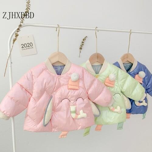 2020 Winter Girls Boys Jacket Cartoon Elephant Cotton Warm Outerwear for Boys Plus Velvet Thickening Kids Coats Children Clothes