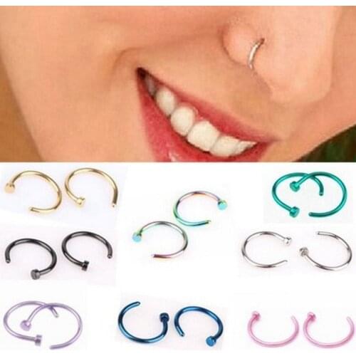 1Pc Colorful Punk Fake Nose Ring Hoop Septum Rings Stainless Steel Nose Piercing U Shaped Fake Piercing Jewelry for Women