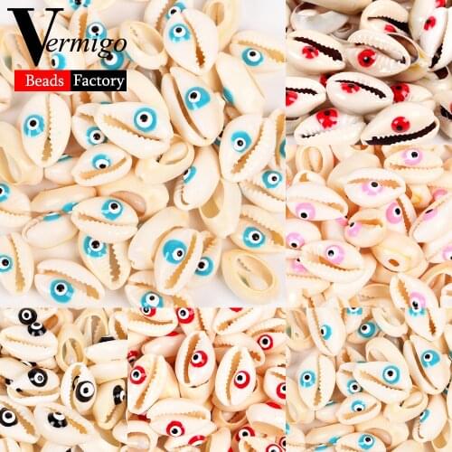 10-20mm Natural Shell Beads Blue Pink Black Red Evil Eye Seashell Cowrie Conch Beads Beach Jewelry Making Diy Bracelets Necklace