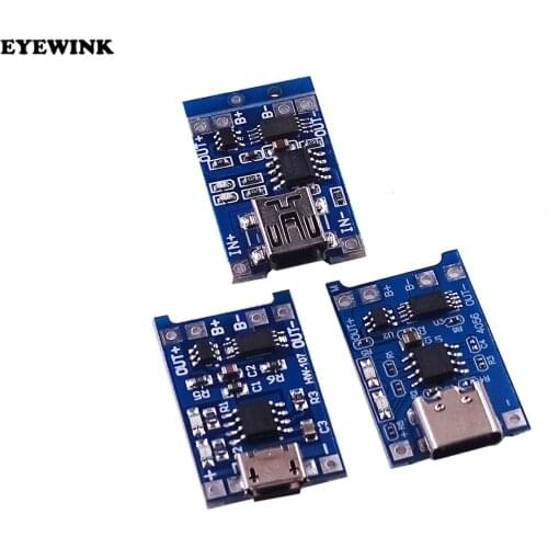 10PCS/set TP4056 TC4056 Type-c/Micro/Mini USB 5V 1A 18650 Lithium Battery Charger Module Charging Board Dual Functions Li-ion