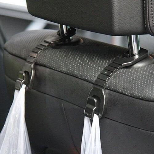 Flexible Car Seat Headrest Hooks 2 Pack Strong and Hanger For Handbags/Purses/Coats, Black Backseat Durable Storage Headres V7H3