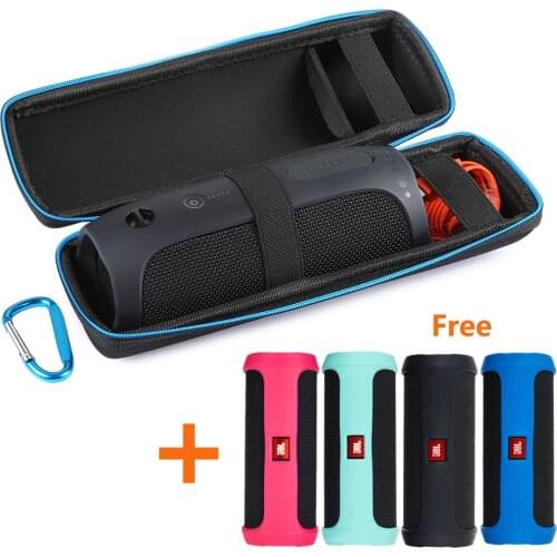 2 in 1 Hard EVA Carry Zipper Storage Box Bag+ Soft Silicone Case Cover For JBL Flip 4 Bluetooth Speaker For JBL Flip4 Column