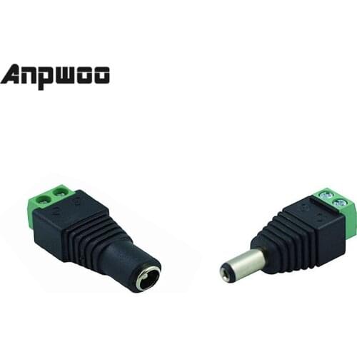 ANPWOO 1 Pair 2.1 x 5.5 DC Power Male / 2.5X5.5 Female DC Power Plug Jack Adapter Connector Plug for CCTV Camera LED strip Light