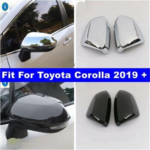 Car Accessories Door Side Wing Rearview Mirror Case Cover Trim Fit For Toyota Corolla 2019 2020 2021 Chrome / Carbon Fiber ABS