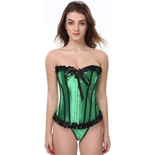 Plus Size 2XL Green Overbust Corset Women Sexy Waist Trainer Body Slaimming Korset Body Shapewear Espartilhos E Corpetes