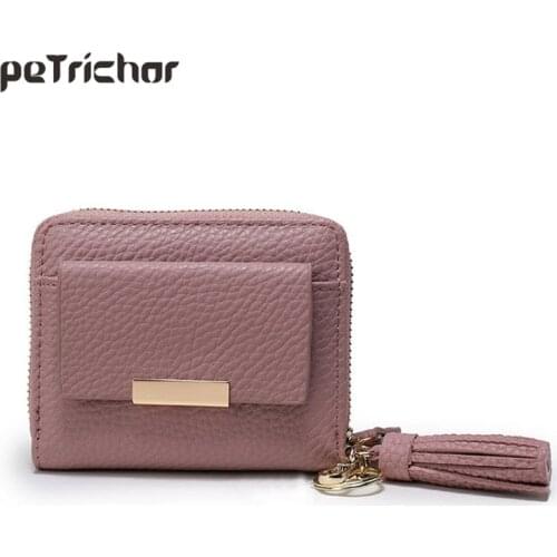 Brand Desinger New Fashion Tassel Women Short Wallets Zipper Coin Pocket PU Leather Solid Small Purse Female Gifts Card Holder