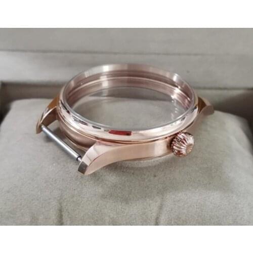 41MM Sapphire crystal or Mineral glass 316L stainless steel watch case fit ETA6497/6498 movement Rose gold watch cases BK31-21
