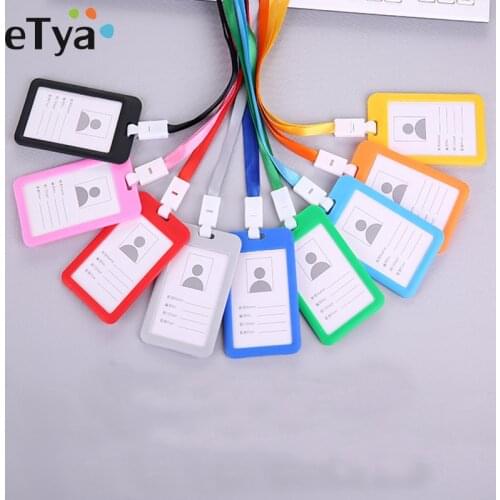 ETya Men Women Business Card Holder Identity Badge Name Tag Neck Strap Credit Card Holders Bank Card Bus ID Holders Case Hot