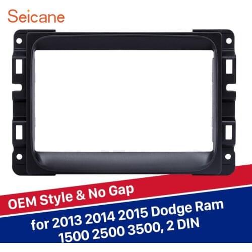 Black 2 Din Panel kit Seicane Car DVD Stereo Fascia for Dodge Ram 1500 2500 3500 Dash Install Radio Frame Player Plate OEM style
