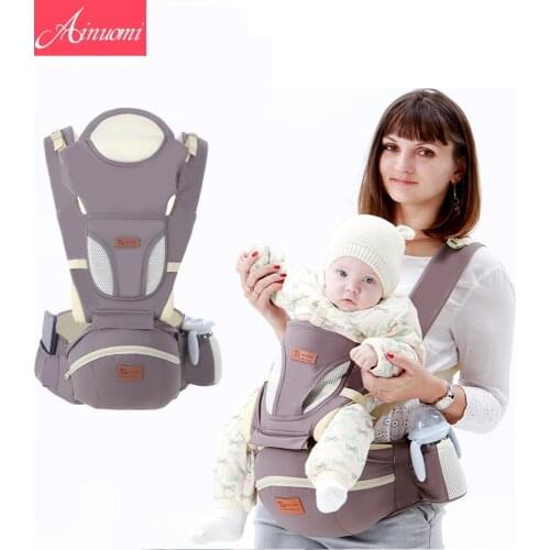0-48M Ergonomic Baby Carrier Infant Baby Hipseat Carrier Front Facing Ergonomic Kangaroo Baby Wrap Sling for Baby Travel 2 in 1