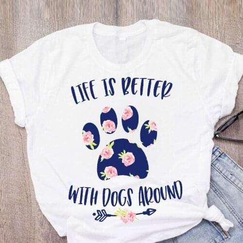 Dog Mom Letters Pet Flower Fashion Printed Women T-shirts New Summer Top Femme Tshirt Harajuku O-neck Casual Tee Ladies Clothing