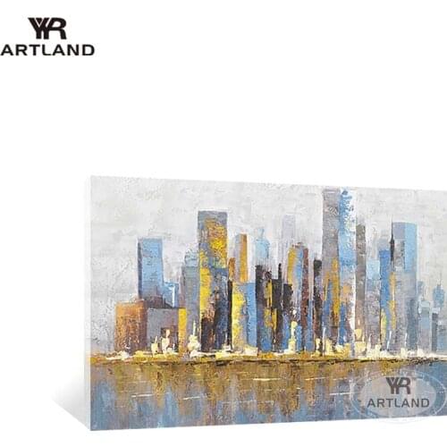 Picture on the wall Handmade acrylic oil painting on canvas modern city building landscape art picture for living room bedroom