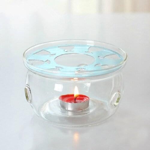 PINDEFANG Round Windproof Glass Tea Warmer Tea pot Heating with Candle Device Blooming Teapot Heater and Warmer Base Pot Holder