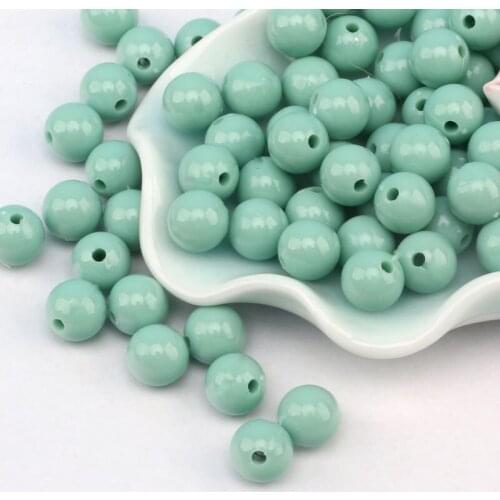 100pcs/bag 8mm/10mm Round Acrylic Plastic Beads Sweet Candy Color Spacer Loose Beads For Jewelry Making Craft DIY