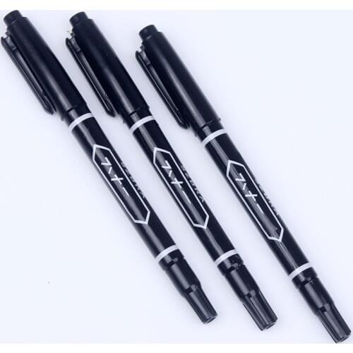 3pcs Set Marker Pens CD DVD Double Tip Permanent Oily Quick Drying Marking Ink Black/Blue/Red Writes Paper Metel Plastics Glass