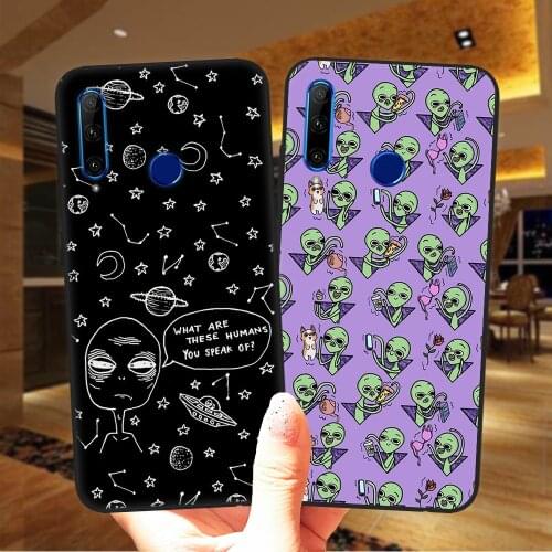 Cute Alien Space UFO Phone Case For Huawei Honor 30 10 20 10X Lite Pro 10i 20i 30i 8X 9X 8C 10XLite Black Soft Silicone Cover