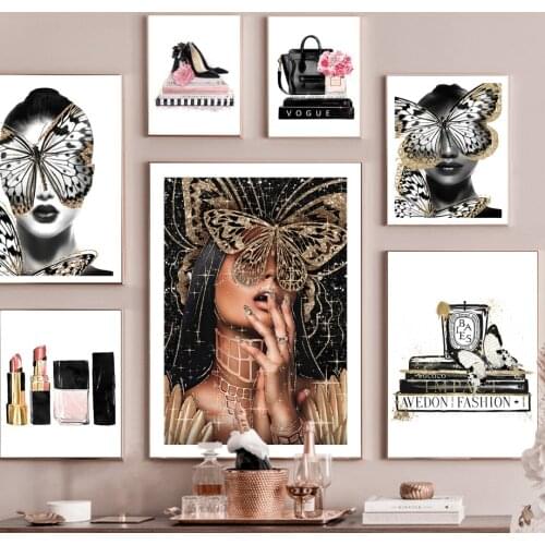 Fashion Book Aromatherapy Butterfly Girl High Heels Nordic Posters Prints Canvas Painting Wall Art Pictures Living Room Decor