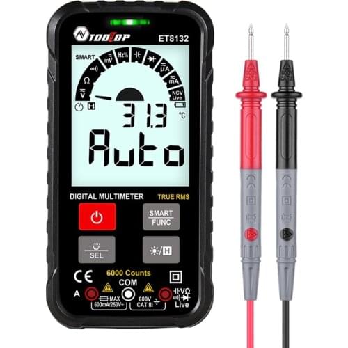 ET8132 Digital LCD Multimeter 6000 Counts Accuracy AC DC Voltage Current Resistance Frequency Capacitance Meter Data Hold Alarm