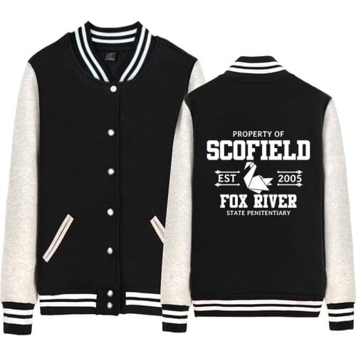 Man Baseball Jacket Boy Coat Prison Break Fox River Paper Crane Duck Swan Scofield Fleece Autumn Winter Couple Clothes ZIIART