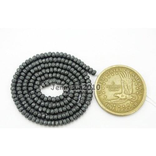 Natural Matte Hematite Gems Stones 2mm x 3mm Faceted Rondelle Beads Non Magnetic Matte Black Jewelry Making 5 Strands/Pack