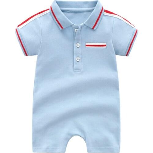 New summer Fashion stripes new born baby clothes handsome cotton short sleeve ropa bebe baby boy girl rompers