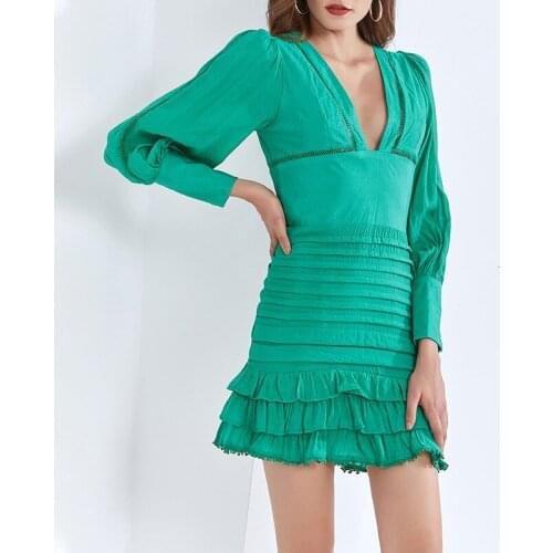 New Fashion Sexy Green Black White Long Sleeve Dress 2021 Designer Elegant Evening Party Dress Vestidos