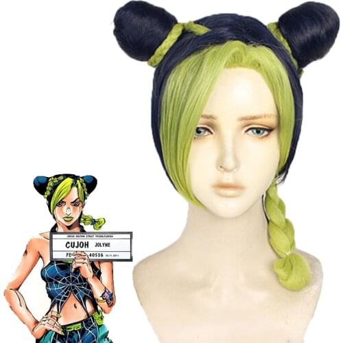 Anime JOJOs Bizarre Adventure Jolyne Kujo Jolyne Cujoh Wig Cosplay Costume Heat Resistant Synthetic Hair Wigs + Wig Cap