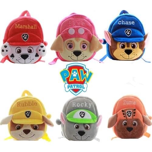 Anime Paw Patrol Plush Toys Backpack Chase Marshall Rocky Zuma Skye Rubble Plush Filled Cotton Doll Baby Birthday Toy for Chid