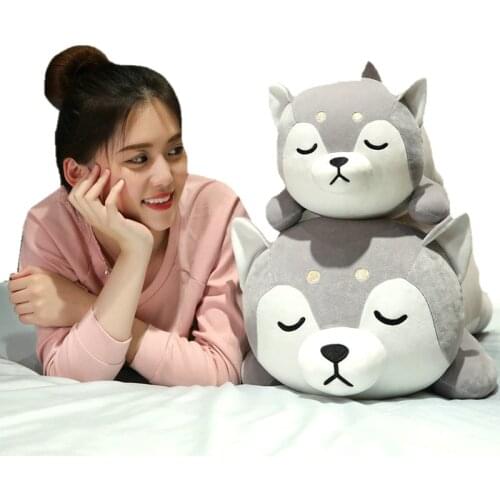 40/50cmSleeping Husky Dog Plush Toy Stuffed Soft Animals Grey Husky Nap Pillow Christmas Gift For kids Kawaii Valentine Present