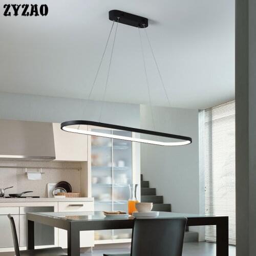 Iron Ring Strip Pendant Lights Dining Room Kitchen Hanging Lamps Cafe Restaurant Bar Modern Simple Home Decor Led Light Hanglamp