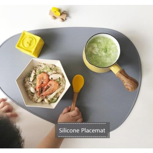Nordic Style Simple Silicone Placemats Oval Shaped Home Heat Resistant Pad BPA Free Waterproof Baby Kids Tableware Mat