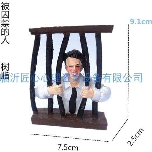 Psychological sandbox therapy consultation sand model figure window trapped man