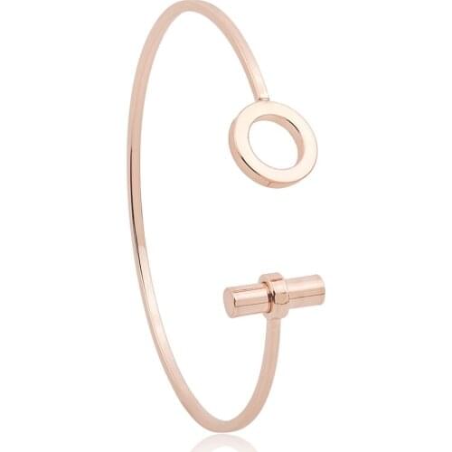 Stick & Circle Opening Adjustable Golden Silver Plated Metallic Bracelets & Bangles for Women