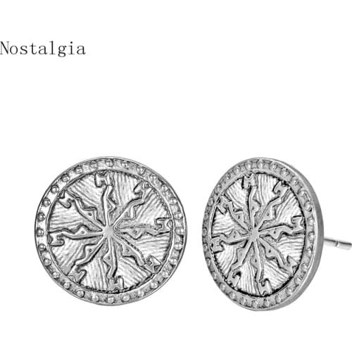 Norse Slavic Viking Stud Earrings For Women Scandinavian Axe Wheel Rune Amulet Odins Symbol Men Earring Dropshipping